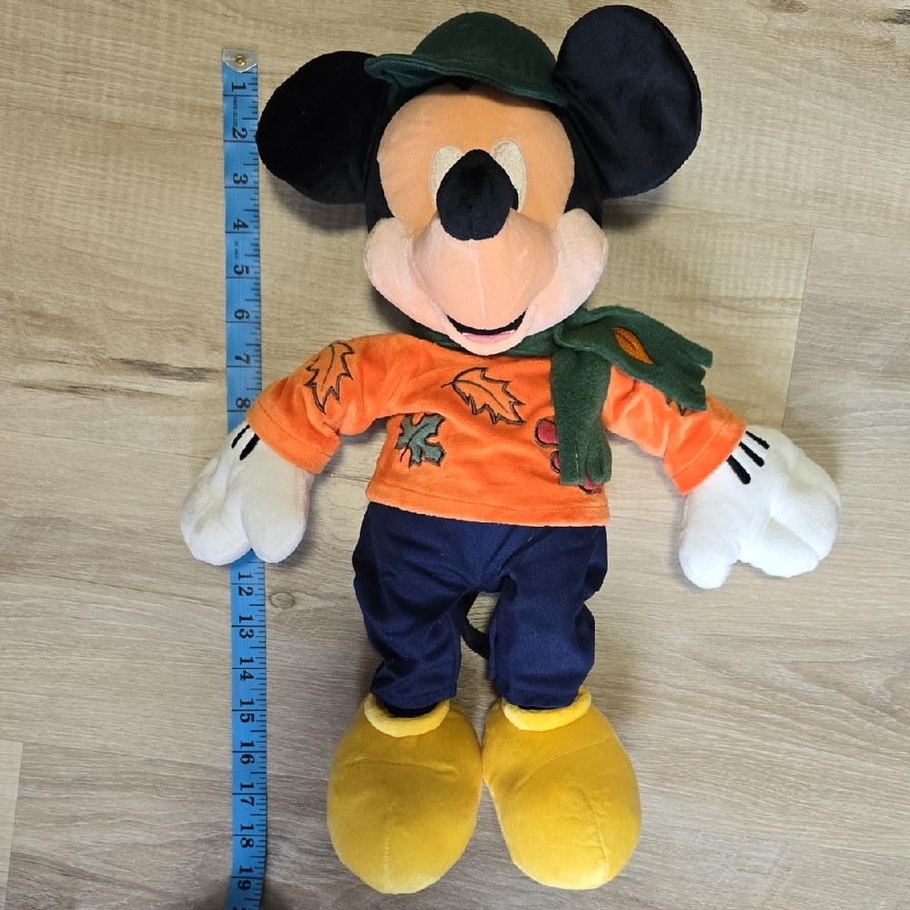 Vintage Disney Store Mickey Mouse Fall 18" Leaves Plush Soft Toy Stuffed Animal